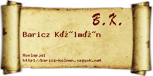 Baricz Kálmán névjegykártya