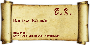 Baricz Kálmán névjegykártya